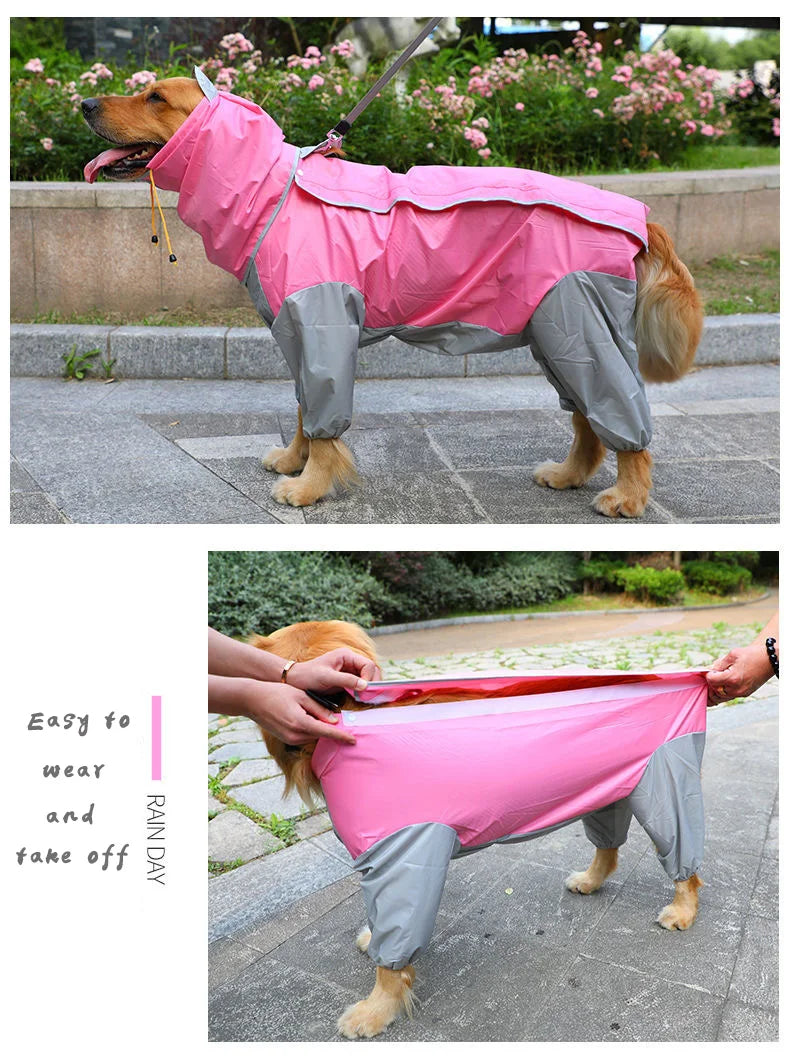 Dog Raincoat Waterproof Dog Jumpsuit Dot Rain Cape For Medium Big Dogs Hooded Jacket Pet Rain Coat chubasquero para perrors