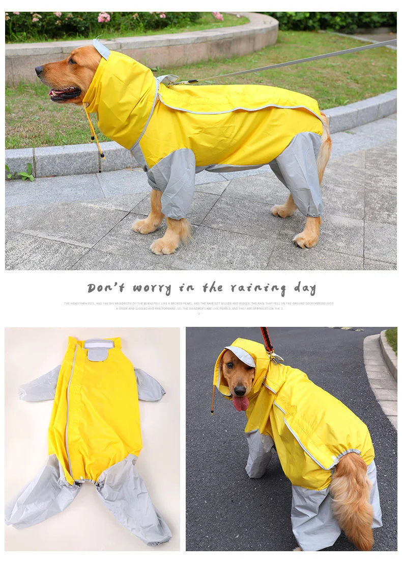 Dog Raincoat Waterproof Dog Jumpsuit Dot Rain Cape For Medium Big Dogs Hooded Jacket Pet Rain Coat chubasquero para perrors