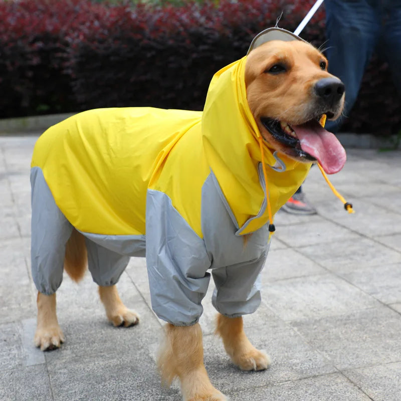 Dog Raincoat Waterproof Dog Jumpsuit Dot Rain Cape For Medium Big Dogs Hooded Jacket Pet Rain Coat chubasquero para perrors