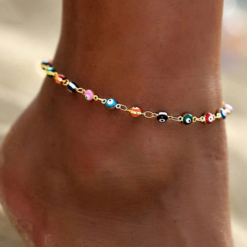 Gold Color Eyes Anklets