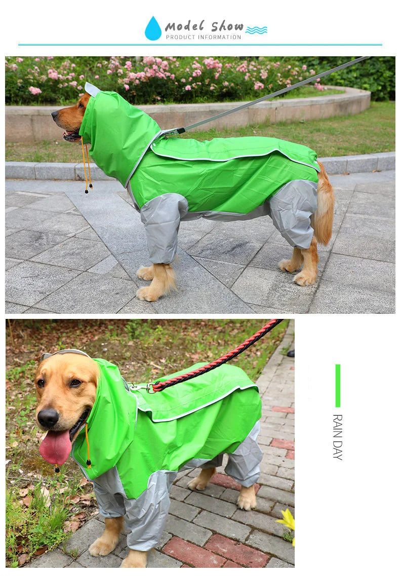 Dog Raincoat Waterproof Dog Jumpsuit Dot Rain Cape For Medium Big Dogs Hooded Jacket Pet Rain Coat chubasquero para perrors