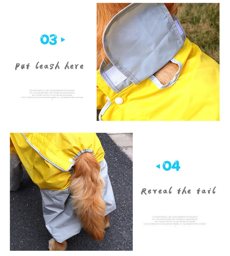 Dog Raincoat Waterproof Dog Jumpsuit Dot Rain Cape For Medium Big Dogs Hooded Jacket Pet Rain Coat chubasquero para perrors